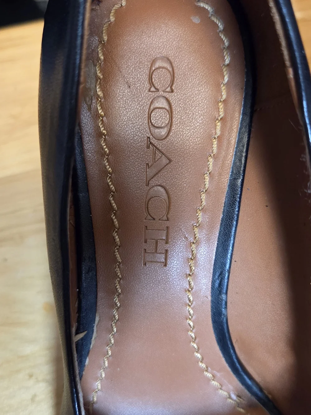 Coach Waverly Black Leather Pointed Pumps with Metallic Stud Trim